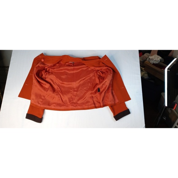 Vintage Kasper ASL Women's Double Breasted Blazer Orange Wool Size 14 - Picture 7 of 7
